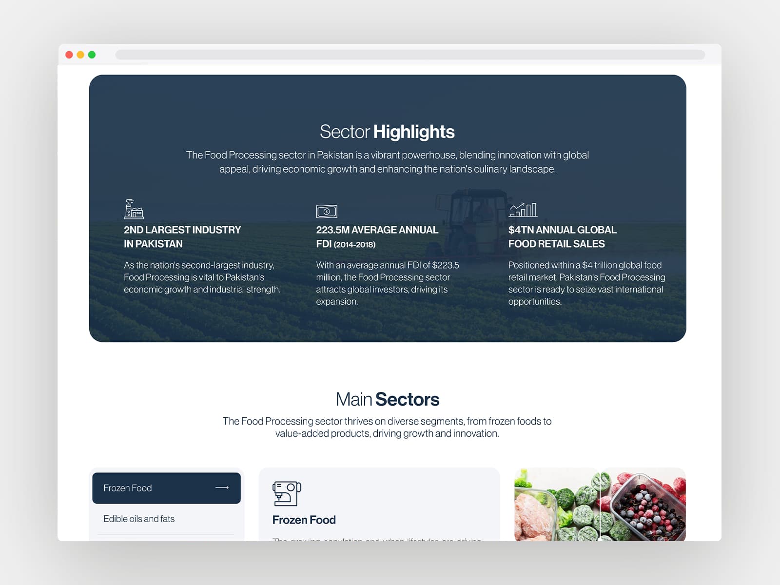 Sector highlights and main sectors